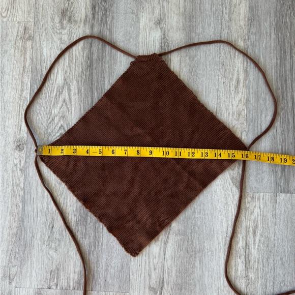 BROWN KNIT CROPPED HALTER TOP - Picture 5 of 9